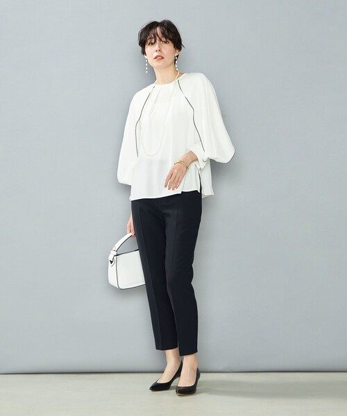 NOLLEY’S（ノーリーズ）の「ウォッシャブルストレッチジョーゼットケープ風ブラウス（シャツ/ブラウス・レディース・オフホワイト・36/38）」の3枚目の写真