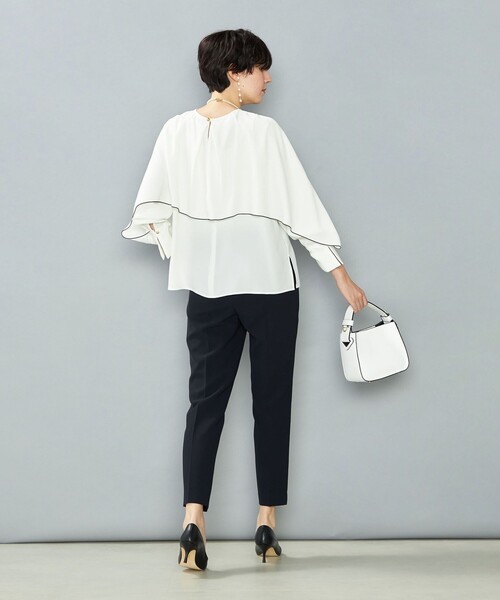 NOLLEY’S（ノーリーズ）の「ウォッシャブルストレッチジョーゼットケープ風ブラウス（シャツ/ブラウス・レディース・オフホワイト・36/38）」の8枚目の写真