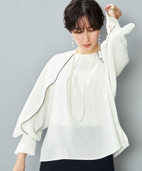 NOLLEY’S（ノーリーズ）の「ウォッシャブルストレッチジョーゼットケープ風ブラウス（シャツ/ブラウス・レディース・オフホワイト・36/38）」の15枚目の写真