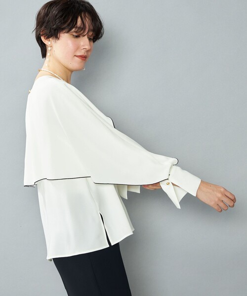 NOLLEY’S（ノーリーズ）の「ウォッシャブルストレッチジョーゼットケープ風ブラウス（シャツ/ブラウス・レディース・オフホワイト・36/38）」の16枚目の写真