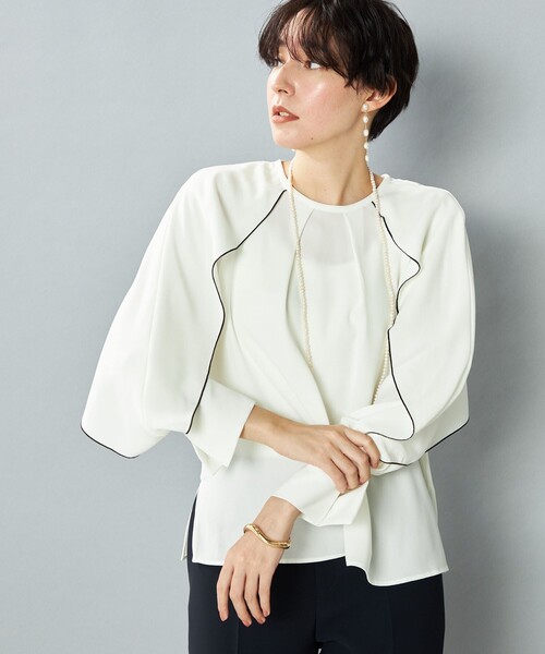 NOLLEY’S（ノーリーズ）の「ウォッシャブルストレッチジョーゼットケープ風ブラウス（シャツ/ブラウス・レディース・オフホワイト・36/38）」の19枚目の写真