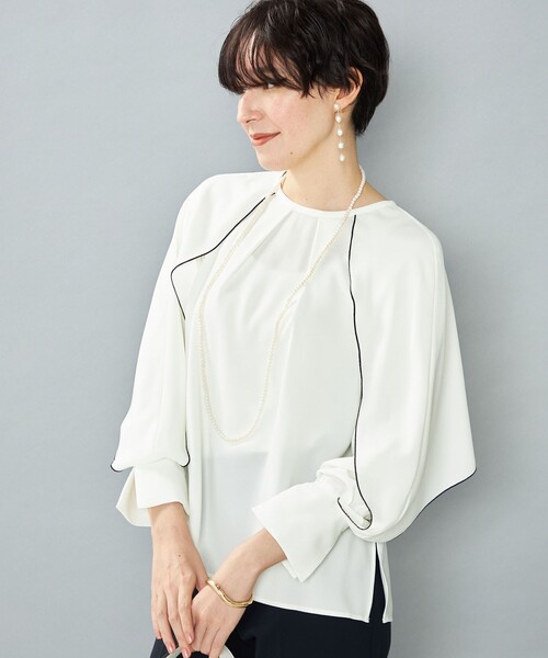 NOLLEY’S（ノーリーズ）の「ウォッシャブルストレッチジョーゼットケープ風ブラウス（シャツ/ブラウス・レディース・オフホワイト・36/38）」の20枚目の写真