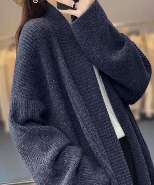 Miniministore（ミニミニストア）の「ニットカーディガン ロング丈 秋冬 韓国（カーディガン/ボレロ・レディース・ブラウン/ベージュ/ネイビー/モカ・フリー）」の6枚目の写真