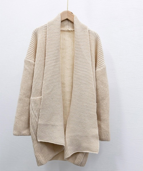 Miniministore（ミニミニストア）の「ニットカーディガン ロング丈 秋冬 韓国（カーディガン/ボレロ・レディース・ブラウン/ベージュ/ネイビー/モカ・フリー）」の19枚目の写真