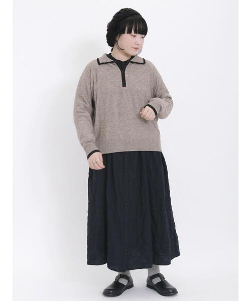 Samansa Mos2（サマンサ モスモス）の「胸元レース貼りワンピース（ワンピース・レディース・モカ/ブラック/キナリ・F）」の12枚目の写真