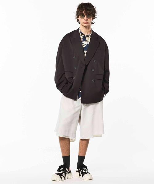 UNISEX》Wool Mix Prime-Over Peaked Lapel Double Tailored