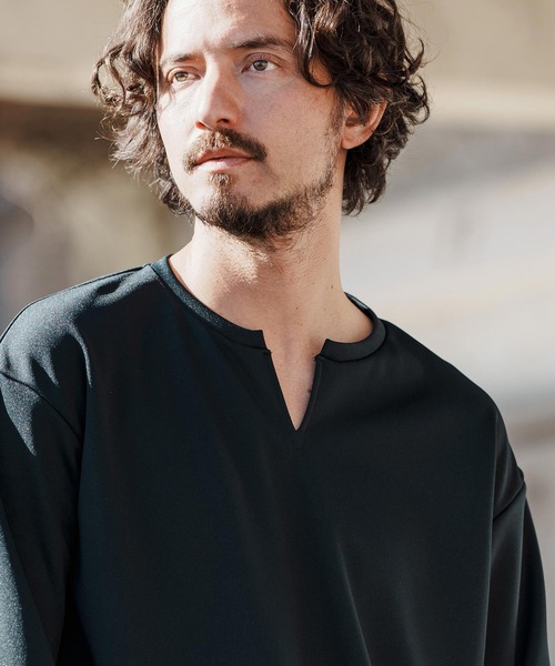felkod（フィルコッド）の「mlt4624- Shirts Like Oversized Key Neck Pullover  カットソー（ポロシャツ・メンズ・ホワイト×ピンク/ブラック×ピンク・S/M/L）」の8枚目の写真
