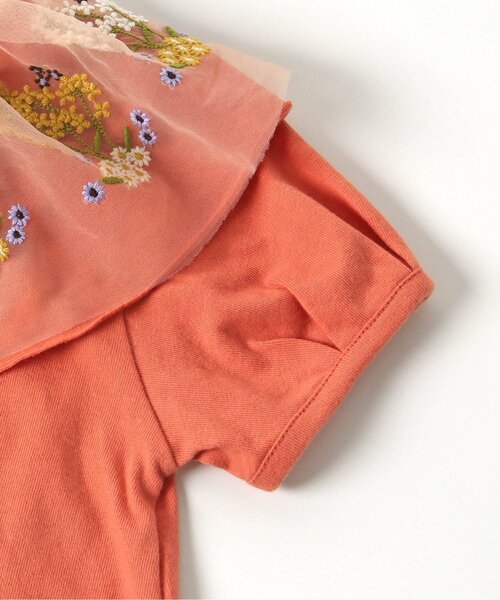 Seraph（セラフ）の「ボタニカル刺繍ラッフルカラートップス（Tシャツ/カットソー・キッズ・ブラック/オフホワイト/オレンジ・80/90/95/100/110/120/130/140）」の7枚目の写真