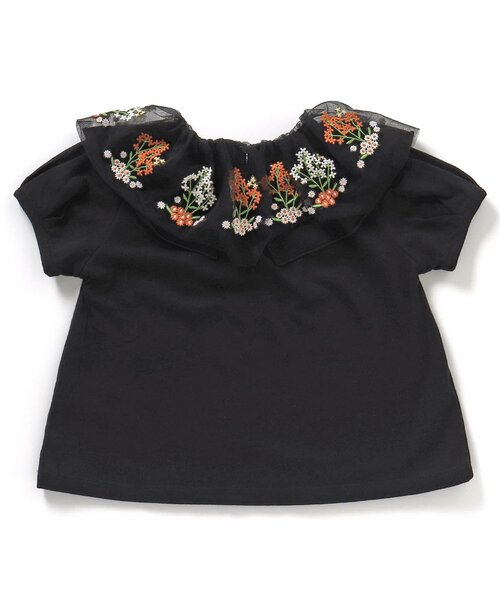 Seraph（セラフ）の「ボタニカル刺繍ラッフルカラートップス（Tシャツ/カットソー・キッズ・ブラック/オフホワイト/オレンジ・80/90/95/100/110/120/130/140）」の10枚目の写真