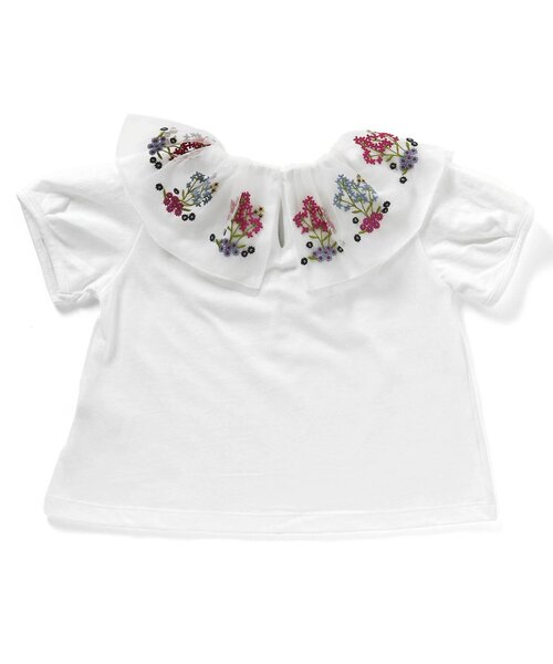 Seraph（セラフ）の「ボタニカル刺繍ラッフルカラートップス（Tシャツ/カットソー・キッズ・ブラック/オフホワイト/オレンジ・80/90/95/100/110/120/130/140）」の12枚目の写真