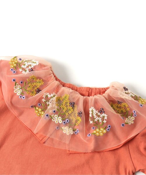 Seraph（セラフ）の「ボタニカル刺繍ラッフルカラートップス（Tシャツ/カットソー・キッズ・ブラック/オフホワイト/オレンジ・80/90/95/100/110/120/130/140）」の13枚目の写真