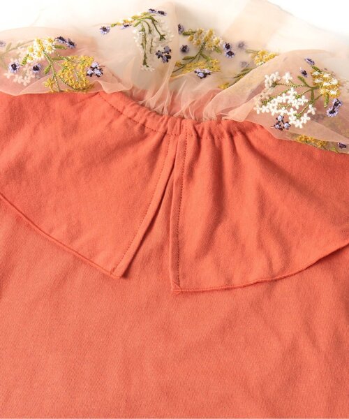 Seraph（セラフ）の「ボタニカル刺繍ラッフルカラートップス（Tシャツ/カットソー・キッズ・ブラック/オフホワイト/オレンジ・80/90/95/100/110/120/130/140）」の15枚目の写真