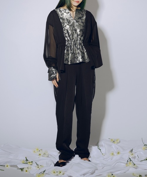 Ezick(エジック)の「Jacquard line ロングスラックス(スラックス・レディース・ブラック/チャコールグレー・FREE)」の10枚目の写真