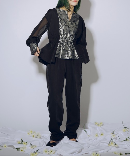 Ezick(エジック)の「Jacquard line ロングスラックス(スラックス・レディース・ブラック/チャコールグレー・FREE)」の11枚目の写真