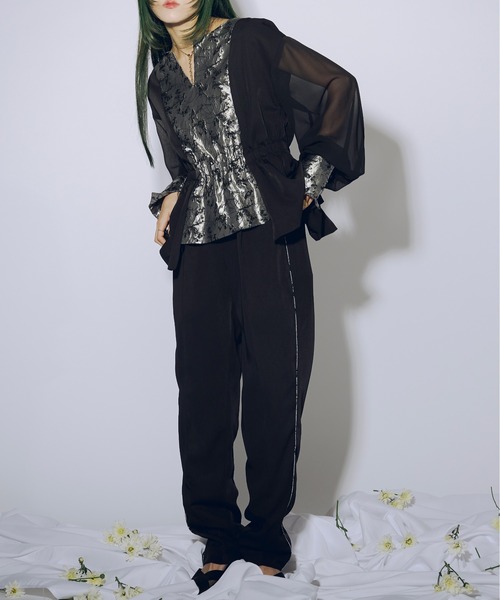 Ezick(エジック)の「Jacquard line ロングスラックス(スラックス・レディース・ブラック/チャコールグレー・FREE)」の12枚目の写真