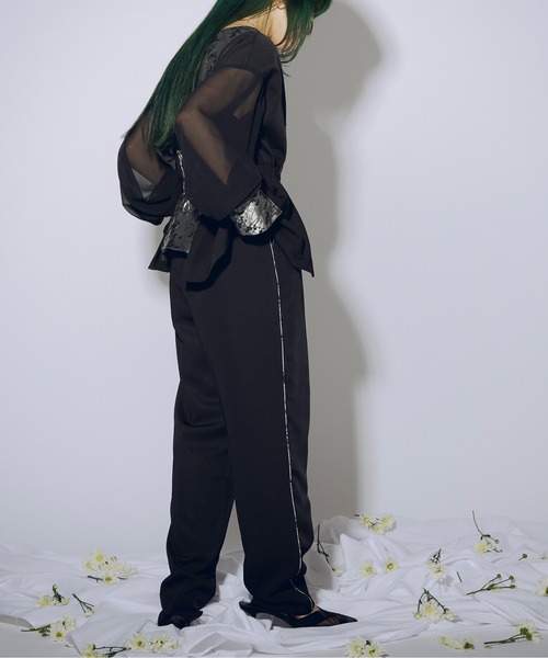 Ezick(エジック)の「Jacquard line ロングスラックス(スラックス・レディース・ブラック/チャコールグレー・FREE)」の14枚目の写真