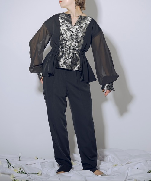 Ezick(エジック)の「Jacquard line ロングスラックス(スラックス・レディース・ブラック/チャコールグレー・FREE)」の15枚目の写真