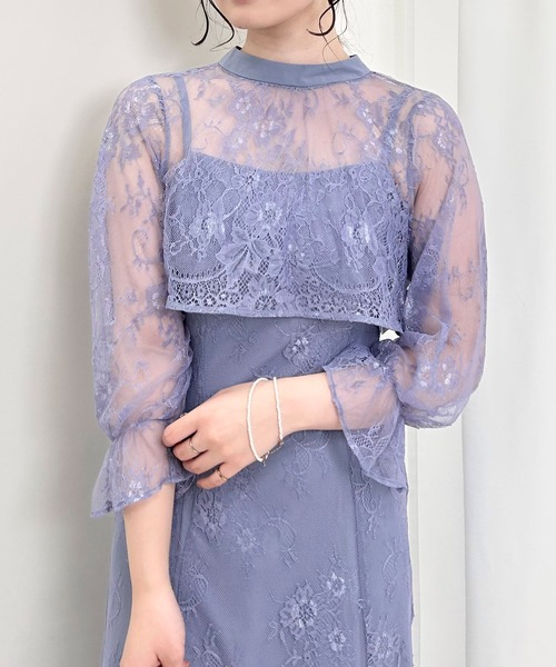 INGNI（イング）の「2Wayボレロ＋レースキャミワンピースSET（ドレス・レディース・ブラック/グレー/ブルー/ミント・M）」の6枚目の写真