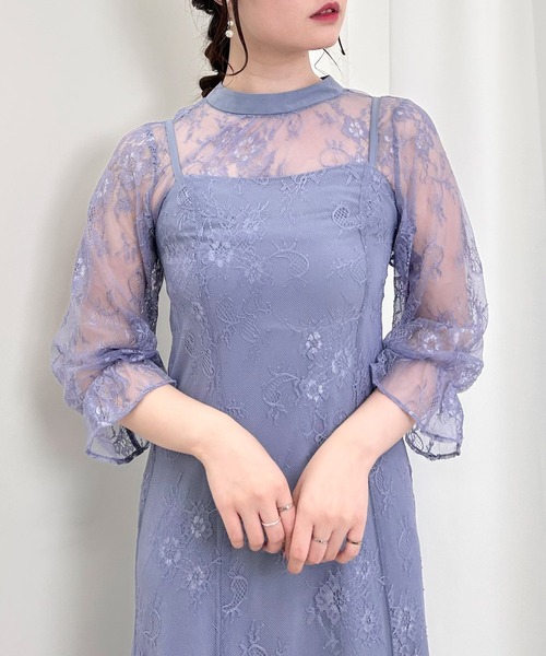 INGNI（イング）の「2Wayボレロ＋レースキャミワンピースSET（ドレス・レディース・ブラック/グレー/ブルー/ミント・M）」の8枚目の写真