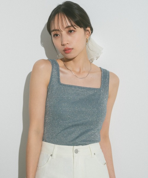 カップ付きラメタンクトップ（タンクトップ）｜VANNIE U（ヴァニーユー