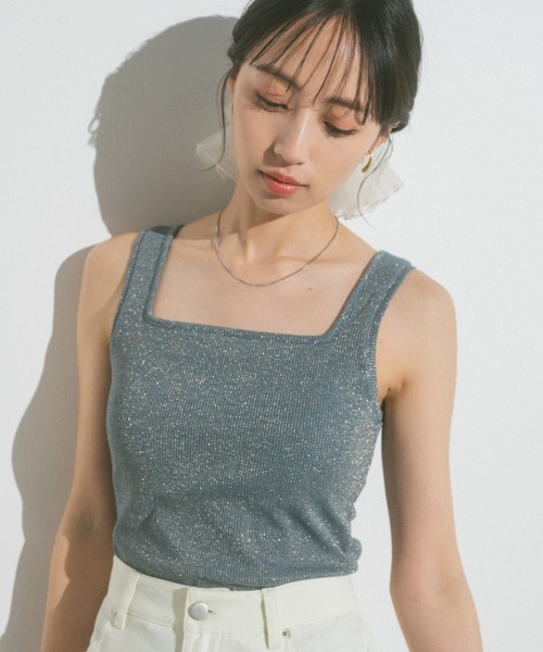 VANNIE U(ヴァニーユー)の「カップ付きラメタンクトップ(タンクトップ・レディース・グレー/ネイビー/ピンク・FREE)」の17枚目の写真