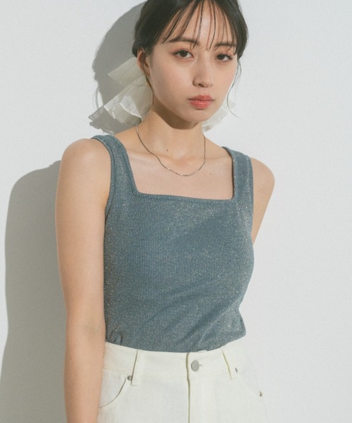VANNIE U(ヴァニーユー)の「カップ付きラメタンクトップ(タンクトップ・レディース・グレー/ネイビー/ピンク・FREE)」の19枚目の写真