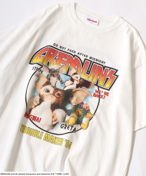 Salong hameu（サロン ハミュー）の「Gremlins（グレムリン）GIZMOギズモ キャラクター ヴィンテージプリント・ムービーポスタープリント・刺繍 半袖Tシャツ メンズ レディース ユニセックス（Tシャツ/カットソー・メンズ・ブラック/グレー系その他/ホワイト/ホワイト系その他/グレー系その他2/ホワイト×ブラック/チャコールグレー/アッシュグレー/ブラック系その他/グレー系その他3/グリーン系その他/マスタード/グリーン/ブラック系その他4/ブラウン/ホワイト系その他3/ホワイト系その他5/ホワイト×レッド/ブラウン系その他/ブラック系その他2/ブラック系その他3/ホワイト系その他4/ホワイト系その他2・M/L/LL）」の6枚目の写真
