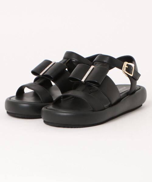 JILL STUART（ジルスチュアート）の「リボンモチーフフットベッドサンダル（サンダル・レディース・ブラック/ベージュ・M(23.5cm)/L(24.5cm)/S(22.5cm)）」の2枚目の写真