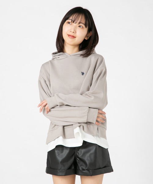 U.S. POLO ASSN.(ユーエスポロアッスン)の「【U.S.POLO ASSN./ユーエスポロアッスン】 フェイクレイヤードパーカー(パーカー・レディース・杢グレー/ベージュ/ネイビー・MEDIUM/LARGE)」の3枚目の写真