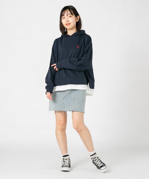 U.S. POLO ASSN.(ユーエスポロアッスン)の「【U.S.POLO ASSN./ユーエスポロアッスン】 フェイクレイヤードパーカー(パーカー・レディース・杢グレー/ベージュ/ネイビー・MEDIUM/LARGE)」の8枚目の写真