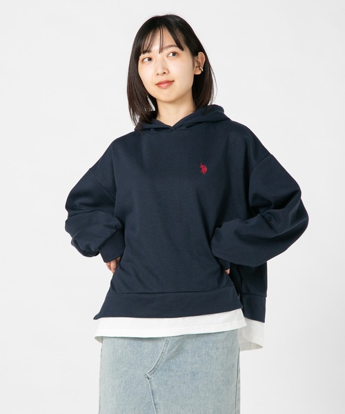 U.S. POLO ASSN.(ユーエスポロアッスン)の「【U.S.POLO ASSN./ユーエスポロアッスン】 フェイクレイヤードパーカー(パーカー・レディース・杢グレー/ベージュ/ネイビー・MEDIUM/LARGE)」の6枚目の写真