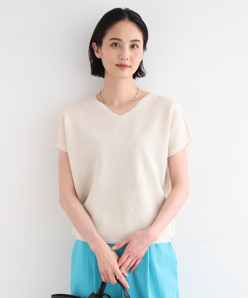 INDIVI(インディヴィ)の「◆【洗える】ペーパーヤーンVネックニット(ニット/セーター・レディース・ネイビー/ナチュラル/パープル系/ネイビー系3/ブラウン系その他/ライトグレー・05/13/15 /38)」の3枚目の写真