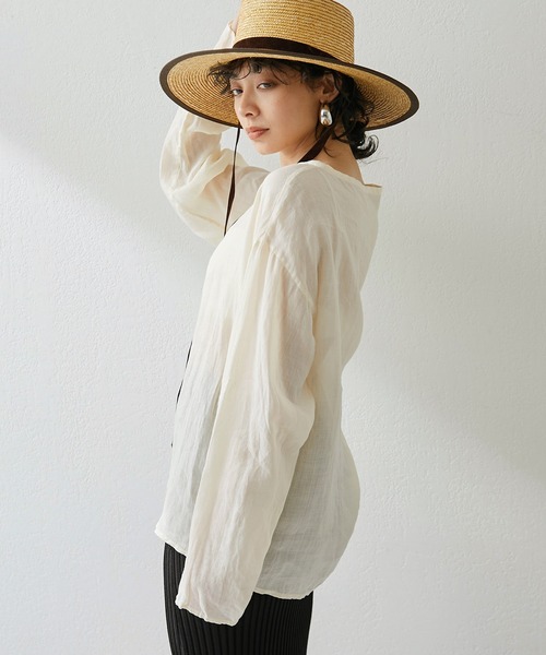 Whim Gazette（ウィムガゼット）の「ラミープルオーバー（シャツ/ブラウス・レディース・ベビーピンク/ライトベージュ/オフホワイト・FREE）」の18枚目の写真