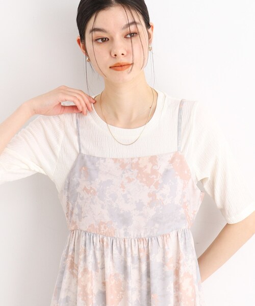 THE SHOP TK (ザ ショップ ティーケー )の「◆【腕周りカバー】ぽこぽこTシャツ/洗濯機OK(Tシャツ/カットソー・レディース・オフホワイト/ブラック/スモーキーグリーン系・12/13)」の2枚目の写真