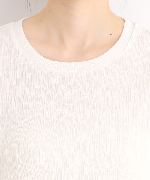 THE SHOP TK (ザ ショップ ティーケー )の「◆【腕周りカバー】ぽこぽこTシャツ/洗濯機OK(Tシャツ/カットソー・レディース・オフホワイト/ブラック/スモーキーグリーン系・12/13)」の7枚目の写真