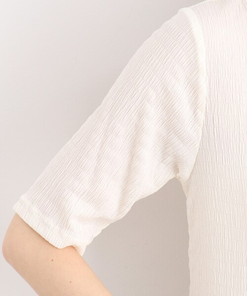 THE SHOP TK (ザ ショップ ティーケー )の「◆【腕周りカバー】ぽこぽこTシャツ/洗濯機OK(Tシャツ/カットソー・レディース・オフホワイト/ブラック/スモーキーグリーン系・12/13)」の9枚目の写真