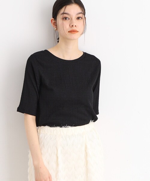THE SHOP TK (ザ ショップ ティーケー )の「◆【腕周りカバー】ぽこぽこTシャツ/洗濯機OK(Tシャツ/カットソー・レディース・オフホワイト/ブラック/スモーキーグリーン系・12/13)」の11枚目の写真