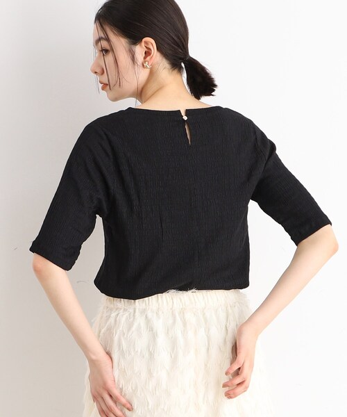 THE SHOP TK (ザ ショップ ティーケー )の「◆【腕周りカバー】ぽこぽこTシャツ/洗濯機OK(Tシャツ/カットソー・レディース・オフホワイト/ブラック/スモーキーグリーン系・12/13)」の12枚目の写真