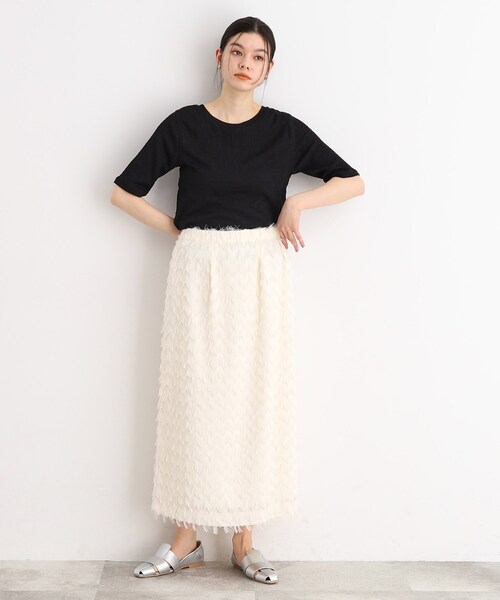 THE SHOP TK (ザ ショップ ティーケー )の「◆【腕周りカバー】ぽこぽこTシャツ/洗濯機OK(Tシャツ/カットソー・レディース・オフホワイト/ブラック/スモーキーグリーン系・12/13)」の13枚目の写真