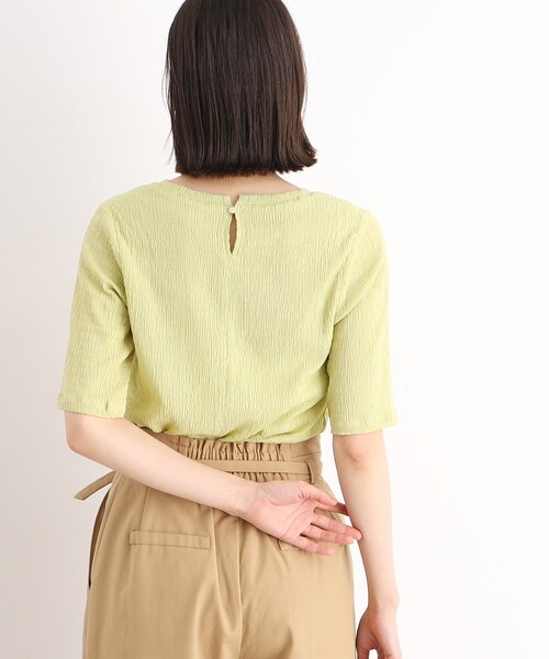 THE SHOP TK (ザ ショップ ティーケー )の「◆【腕周りカバー】ぽこぽこTシャツ/洗濯機OK(Tシャツ/カットソー・レディース・オフホワイト/ブラック/スモーキーグリーン系・12/13)」の16枚目の写真