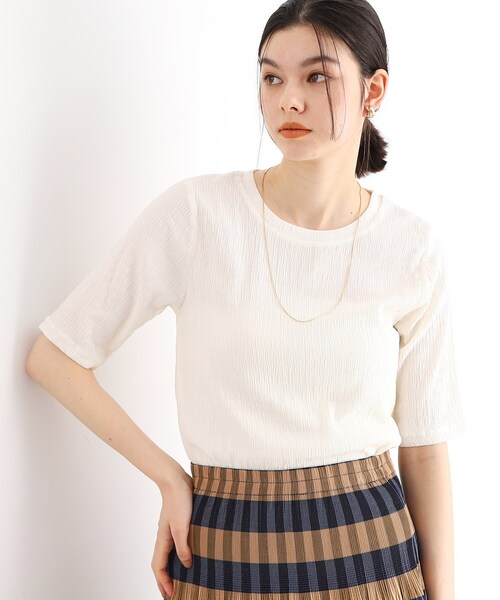 THE SHOP TK (ザ ショップ ティーケー )の「◆【腕周りカバー】ぽこぽこTシャツ/洗濯機OK(Tシャツ/カットソー・レディース・オフホワイト/ブラック/スモーキーグリーン系・12/13)」の20枚目の写真