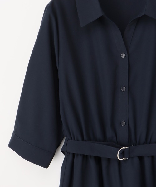 Honeys(ハニーズ)の「6分袖シャツワンピース(シャツワンピース・レディース・ネイビー/ブルー系その他/ブラック系その他/ホワイト×ブルー・S/M/L/LL/3L)」の20枚目の写真