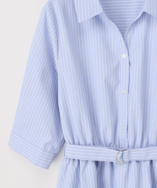 Honeys(ハニーズ)の「6分袖シャツワンピース(シャツワンピース・レディース・ネイビー/ブルー系その他/ブラック系その他/ホワイト×ブルー・S/M/L/LL/3L)」の22枚目の写真