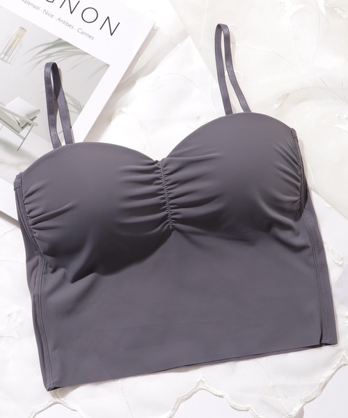 Lace Ladies（レースレディース）の「フレンチ ギャザー カップ付き クロップド キャミソール（キャミソール・レディース・グレー/アイボリー/ブラック/モカ・FREE）」の4枚目の写真