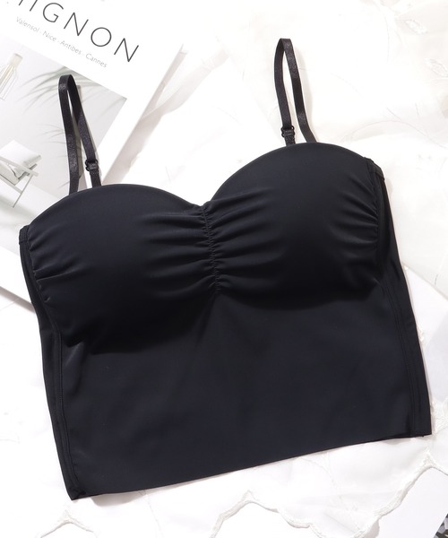 Lace Ladies（レースレディース）の「フレンチ ギャザー カップ付き クロップド キャミソール（キャミソール・レディース・グレー/アイボリー/ブラック/モカ・FREE）」の3枚目の写真
