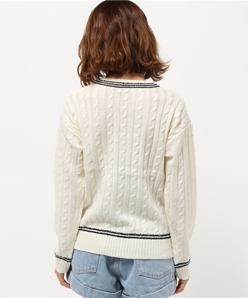 earth music&ecology（アースミュージックアンドエコロジー）の「チルデンケーブルニットプルオーバー（ニット/セーター・レディース・オフホワイト/杢グレー/ネイビー・FREE）」の6枚目の写真