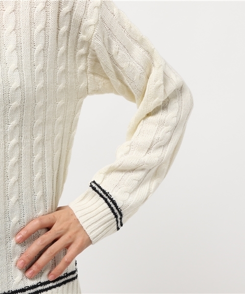 earth music&ecology（アースミュージックアンドエコロジー）の「チルデンケーブルニットプルオーバー（ニット/セーター・レディース・オフホワイト/杢グレー/ネイビー・FREE）」の8枚目の写真