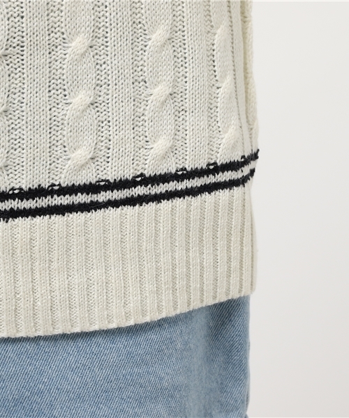 earth music&ecology（アースミュージックアンドエコロジー）の「チルデンケーブルニットプルオーバー（ニット/セーター・レディース・オフホワイト/杢グレー/ネイビー・FREE）」の9枚目の写真