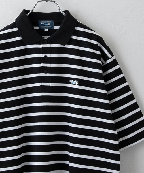PENNEYS(ぺニーズ)の「Penneys(ぺニーズ)別注ヘビーウェイトボーダーポロシャツ(Tシャツ/カットソー・メンズ・ブラック/ダークグレー/ロイヤルブルー・M/L)」の2枚目の写真