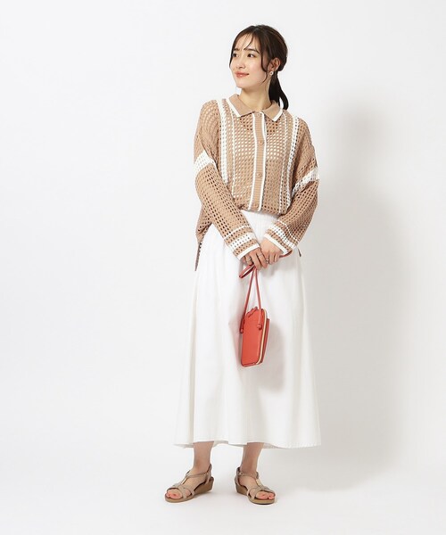 Cutie Blonde（キューティーブロンド）の「◆衿付き配色メッシュニットカーディガン（カーディガン/ボレロ・レディース・ホワイト系その他3/ベージュ系2/ブラック系2・00）」の14枚目の写真